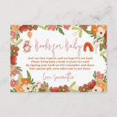 Leuke teddybeer regenboog boeken voor baby shower informatiekaartje (Voorkant)