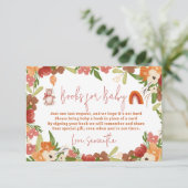 Leuke teddybeer regenboog boeken voor baby shower informatiekaartje (Staand voorkant)