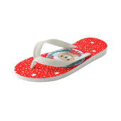 Leuke teddybeer rode en witte sterren kerst kinder teenslippers (Schuin)
