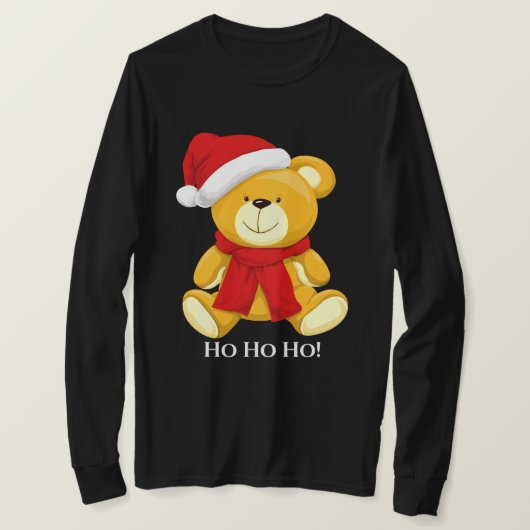 Leuke Teddybeer Santa Mannen lange mouw T-shirt (Design voorkant)