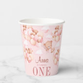 Leuke teddybeer vasthouden ballon baby meisje verj papieren bekers (Achterkant)