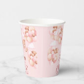 Leuke teddybeer vasthouden ballon baby meisje verj papieren bekers (Rechts)