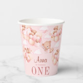 Leuke teddybeer vasthouden ballon baby meisje verj papieren bekers (Voorkant)