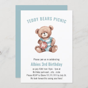 Leuke teddybeer verjaardagsuitnodiging kaart