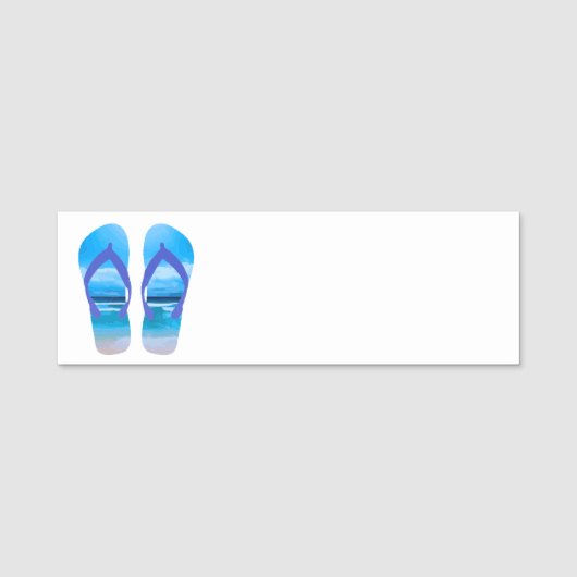 Leuke Teenslippers met Beach Scene Naamplaatje (Voorkant)