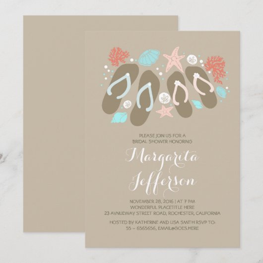 Leuke teenslippers strand vrijgezellenfeest nodigt kaart (Voorkant / Achterkant)