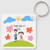 Leuke tekening van kind Happy Vaderdag sleutelhang Sleutelhanger (Achterkant)