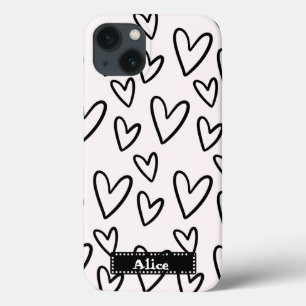 Leuke tekening Zwart Wit Hart Liefde gepersonalise Case-Mate iPhone Case