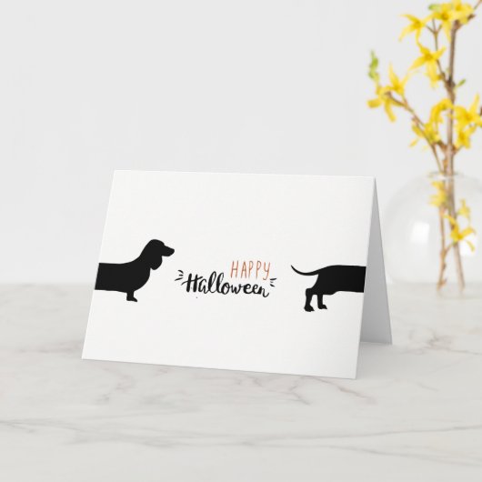 Leuke tekkel Halloween Kaart (Gele Bloem)