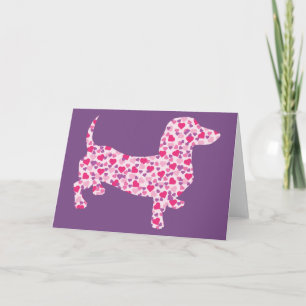 Leuke Tekkel in Roze Harten Feestdagen Kaart