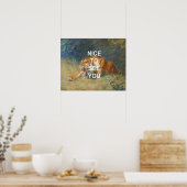 Leuke Tekst Kunst +  Tijger Waterverf Schilderij Poster (Keuken)