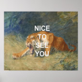 Leuke Tekst Kunst + Tijger Waterverf Schilderij Poster (Voorkant)