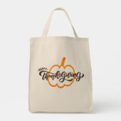 Leuke tekst Prettig Thanksgiving met Cute Pompoen  Tote Bag (Achterkant)
