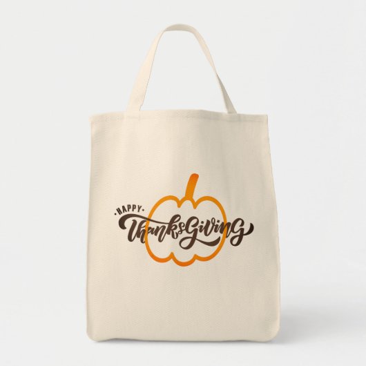 Leuke tekst Prettig Thanksgiving met Cute Pompoen  Tote Bag (Voorkant)
