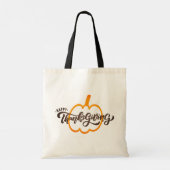 Leuke tekst Prettig Thanksgiving met Cute Pompoen Tote Bag (Achterkant)