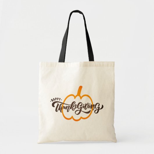 Leuke tekst Prettig Thanksgiving met Cute Pompoen Tote Bag (Voorkant)