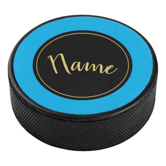 Leuke tekst Zwart Rond Centrum Hemelsblauwe velg S Hockey Puck (3/4)