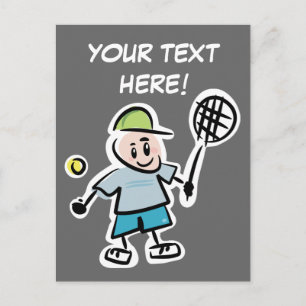Leuke tennis ansichtkaart met grappige cartoon briefkaart