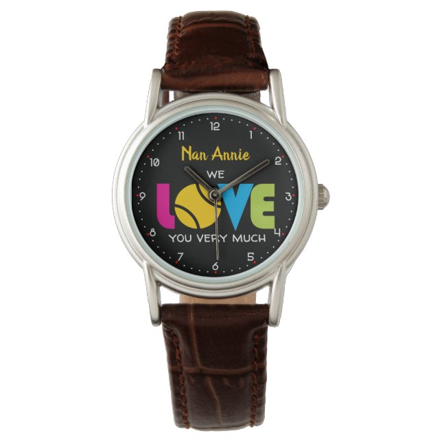 Leuke Tennis LIEFDE - aangepaste tekst Horloge (Voorkant)