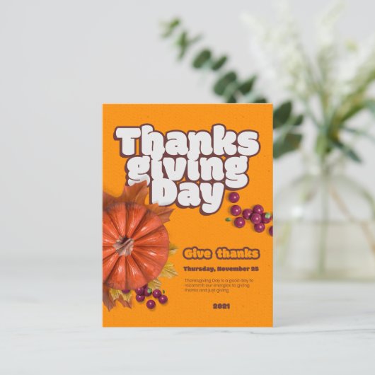 Leuke Thanksgiving dag met pompoen Feestdagenkaart (Staand voorkant)