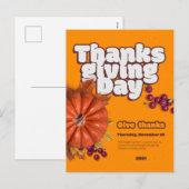 Leuke Thanksgiving dag met pompoen Feestdagenkaart (Voorkant / Achterkant)