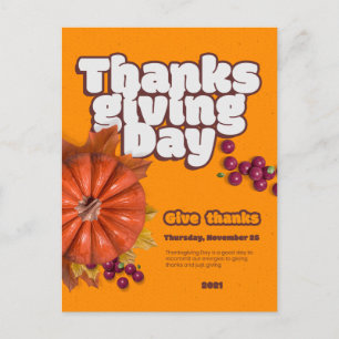 Leuke Thanksgiving dag met pompoen Feestdagenkaart