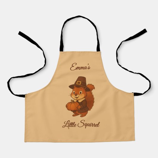 Leuke Thanksgiving Eekhoorn Pompoen illustratie Schort (Voorkant)