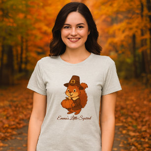 Leuke Thanksgiving Eekhoorn Pompoen illustratie Tri-Blend Shirt