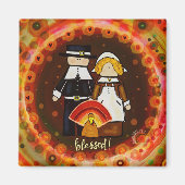 Leuke Thanksgiving Gezegende Pelgrims Turkije Leuk Magneet (Voorkant)