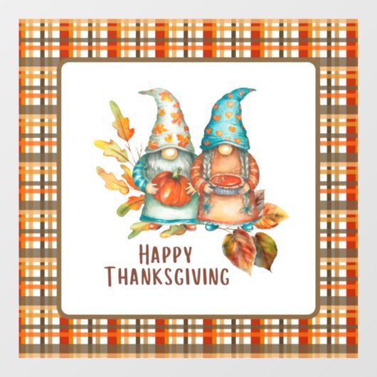 Leuke Thanksgiving Gnomen Raamsticker (Vel)