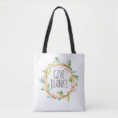 Leuke Thanksgiving krans-geven Bedankt tekst Tote Bag (Voorkant)