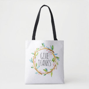 Leuke Thanksgiving krans-geven Bedankt tekst Tote Bag