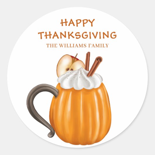 Leuke Thanksgiving pompoen naam Ronde Sticker (Voorkant)