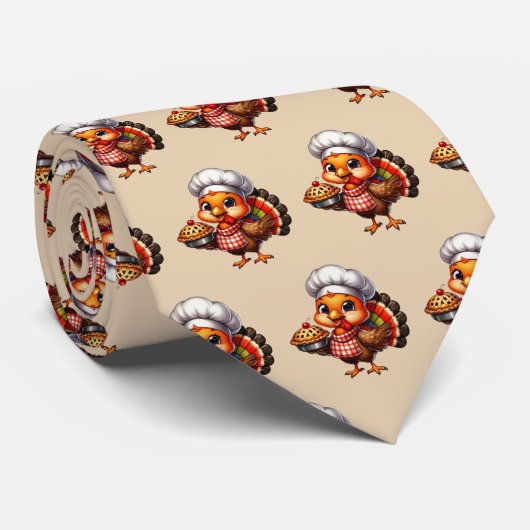 Leuke Thanksgiving taart kalkoen betegeld Stropdas (Opgerold)