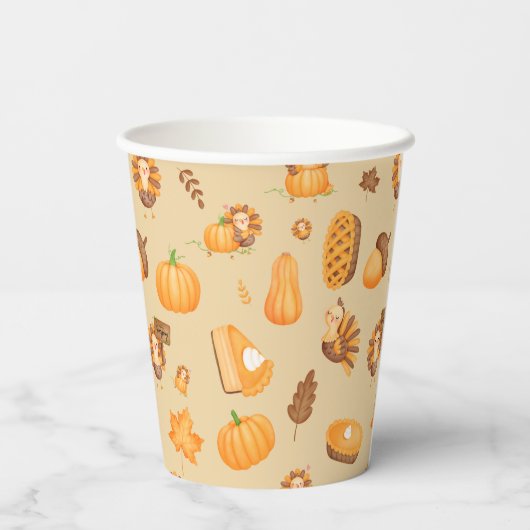 Leuke Thanksgiving Turkije Pattern Papieren Bekers (Achterkant)