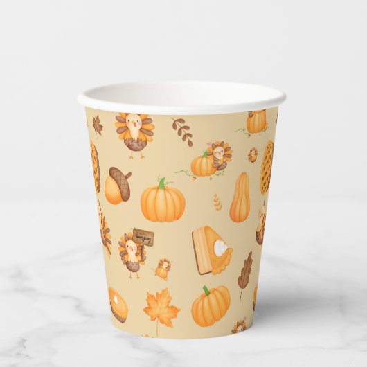 Leuke Thanksgiving Turkije Pattern Papieren Bekers (Voorkant)