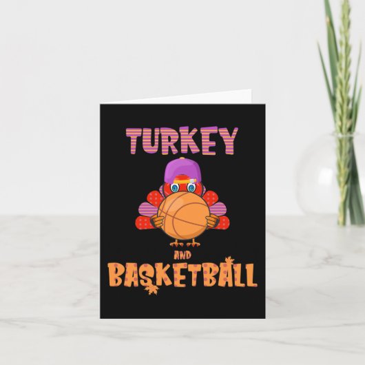 Leuke Thanksgiving Turkije speelt Basketbal T-shir Kaart (Voorkant)