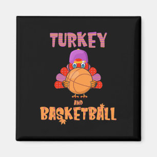 Leuke Thanksgiving Turkije speelt Basketbal T-shir Magneet