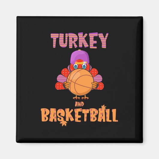 Leuke Thanksgiving Turkije speelt Basketbal T-shir Magneet (Voorkant)