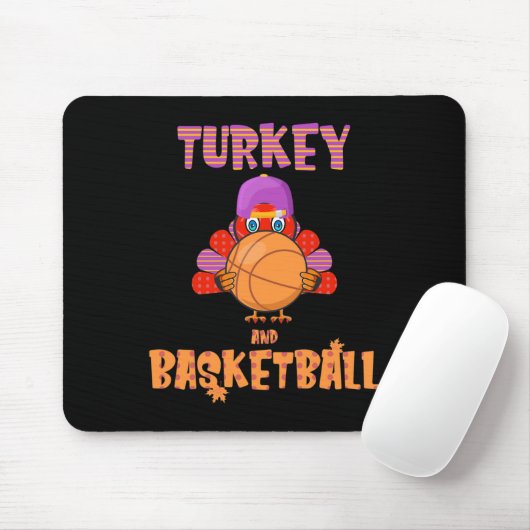 Leuke Thanksgiving Turkije speelt Basketbal T-shir Muismat (Met muis)