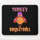 Leuke Thanksgiving Turkije speelt Basketbal T-shir Muismat (Voorkant)