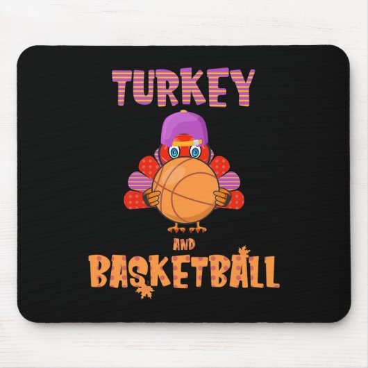 Leuke Thanksgiving Turkije speelt Basketbal T-shir Muismat (Voorkant)