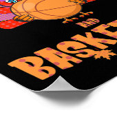 Leuke Thanksgiving Turkije speelt Basketbal T-shir Poster (Hoek)