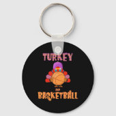 Leuke Thanksgiving Turkije speelt Basketbal T-shir Sleutelhanger (Voorkant)