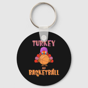 Leuke Thanksgiving Turkije speelt Basketbal T-shir Sleutelhanger