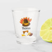 Leuke Thanksgiving Turkije Staart, Pet & Footballs Shot Glas (Voorkant)