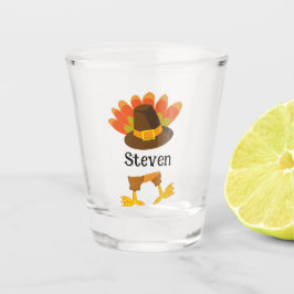 Leuke Thanksgiving Turkije Tail & Pilgrim Pet Cust Shot Glas