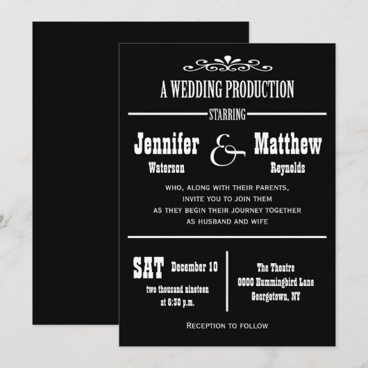 Leuke  Theater bruiloft uitnodigingen (Voorkant / Achterkant)