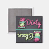 Leuke theekopjes Vuile of Schone Vaatwasser Magnet (Voorkant / Achterkant)