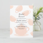 Leuke Theepot en Teacups Rustiek Roze Vrijgezellen Kaart (Staand voorkant)